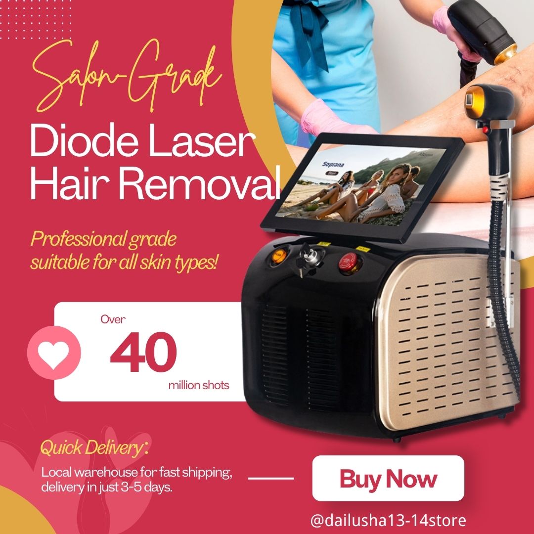 Professional Ice Titanium Diode Laser for Safe & Effective Long-Term Hair Reduction - Lightweight Home Use Device