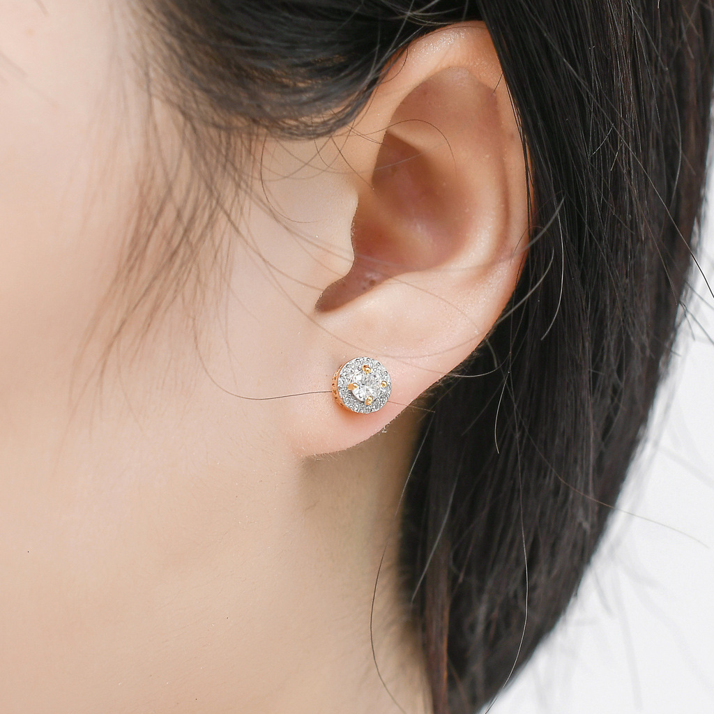 Luxury Jewelry New Hip Hop Sterling Silver Round Micro Paved Zircon Iced Out Bling Bling Premium Men's Earrings Pass the diamond tester