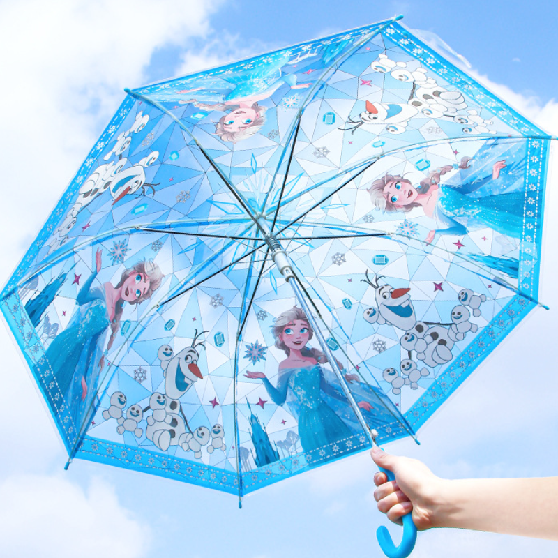 Disney Children's Primary School Umbrella Student Boys and Girls Long Handle Sun and Rain Umbrella Semi-Automatic Umbrella Protective Urella for 