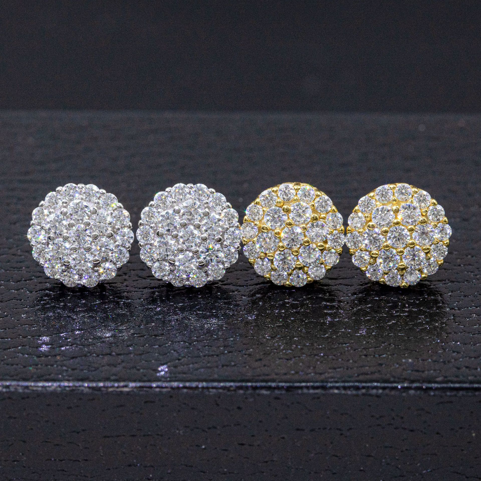 925 Sterling Silver Fashion Cute Earrings Small Stud Vvs Miossanite With Certificate Gold Plated