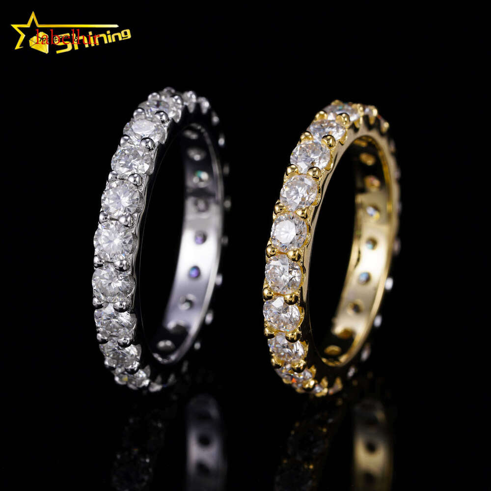 Wholesale Price 3mm Width Sterling Sier Eternity Band Iced Out Vvs Moissanite Dia Engagement Hip Hop Ring