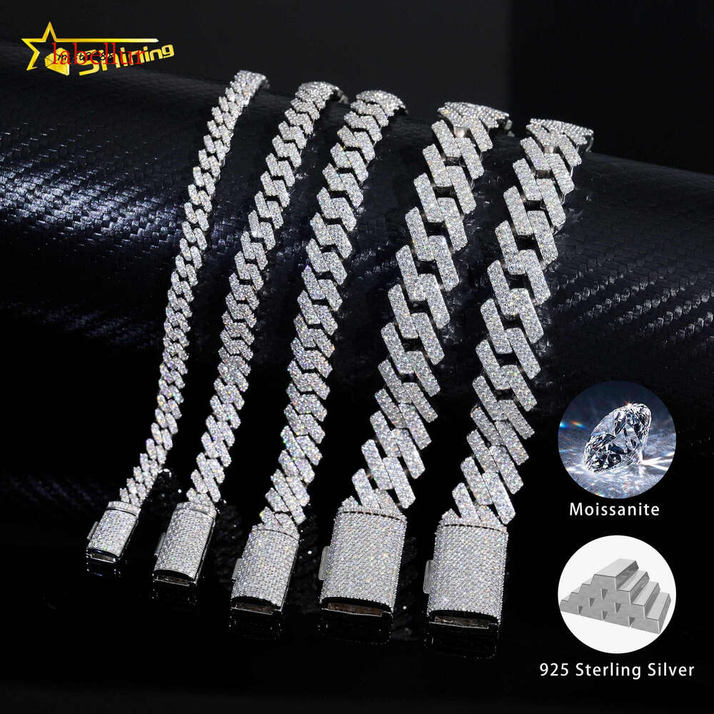 Ready to Ship 6/8/10/15mm Sterling Sier Vvs Men Women Hip Hop Iced Out Gold Moissanite Cuban Link Bracelet