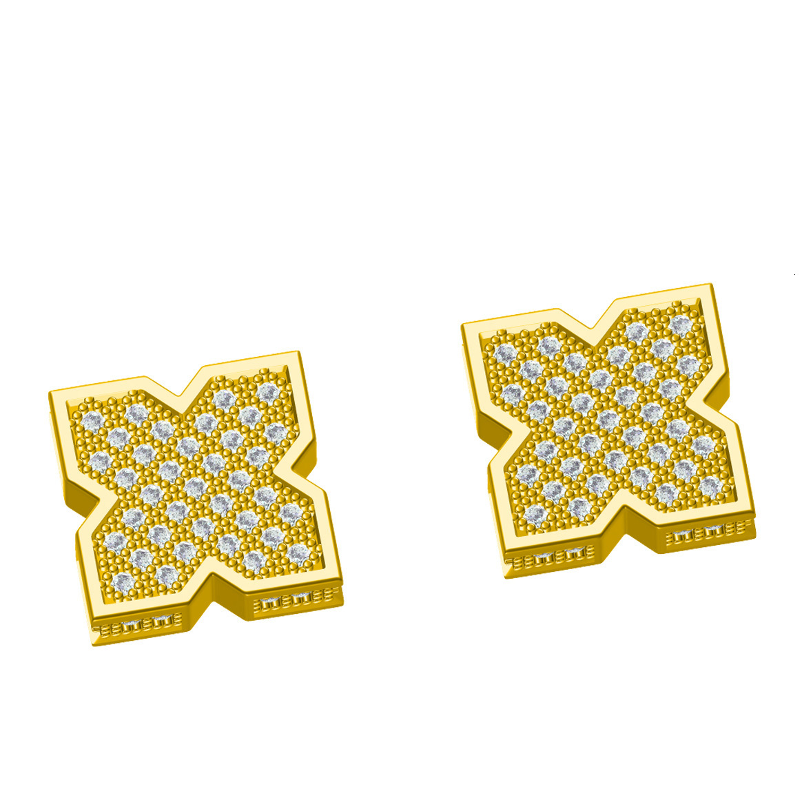 Luxury Jewelry Hip Hop VVS Moissanite Lucky Clover Square Stud Earrings Minimalist Iced Out Pass the diamond tester
