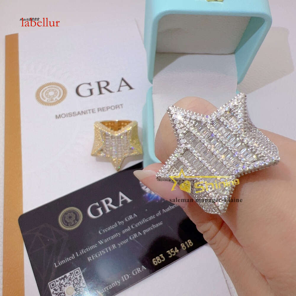 Gra Certificate Fine Jewelry Custom Vvs Moissanite Mens Sterling Sier Rings