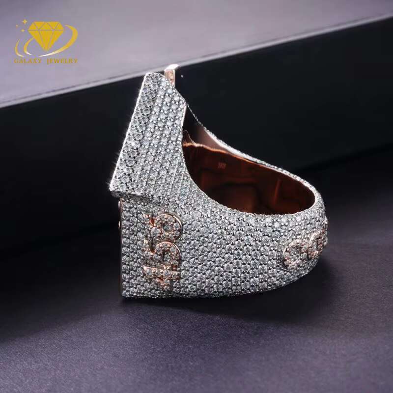 Luxury Custom Hip Hop Moissanite Ring Vvs Diamond Baguette Trap House Shape Bling Iced Out Championship Ring for Men