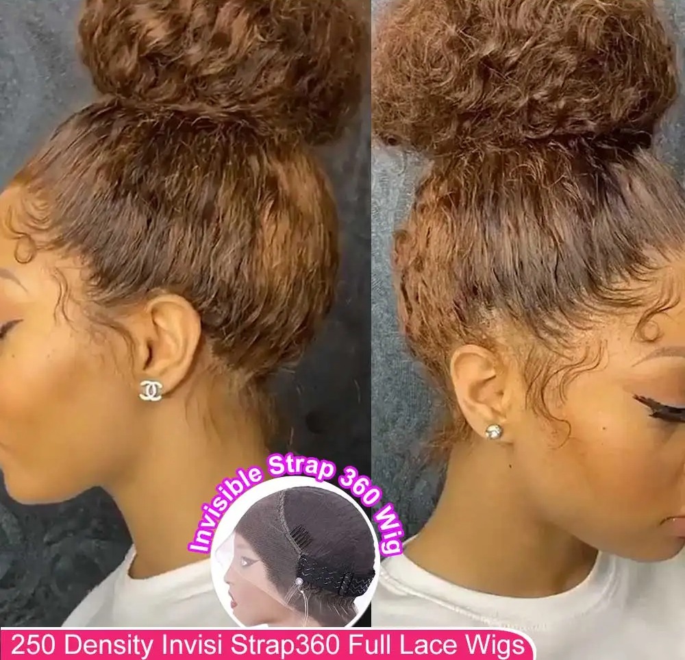 Deep Wave Frontal Wig Highlight Brown 13x4 Hd Lace 30 Inch Blonde Curly Lace Front Human Hair Water Wave Brazilian Wigs Synthetic For Women