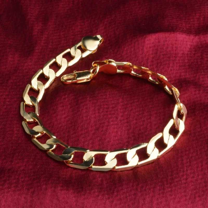 Fashion kpop 18K gold plated 6MM 20CM Chain 925 Sterling Silver Bracelet for Women men Wedding Christmas Gifts luxury Jewelry W250630