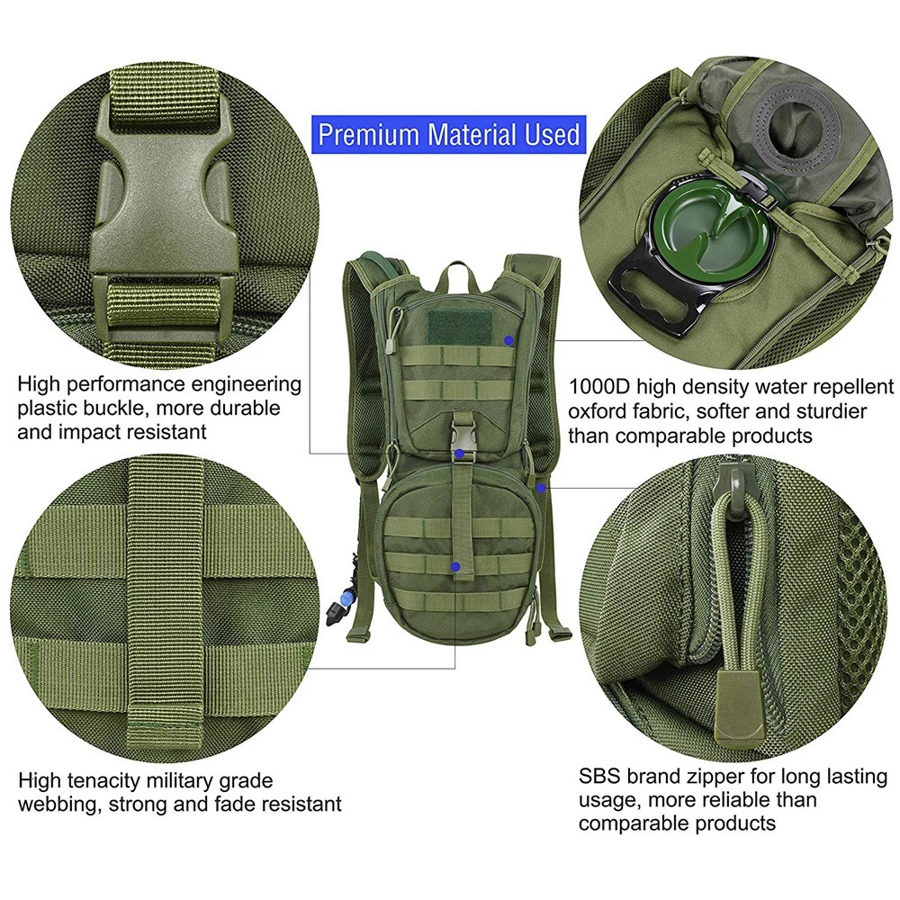 With 23L Water Bag Hydration Backpack Tactical Pack Military for Hiking Cycling Climbing Outdoor Bladder 250624