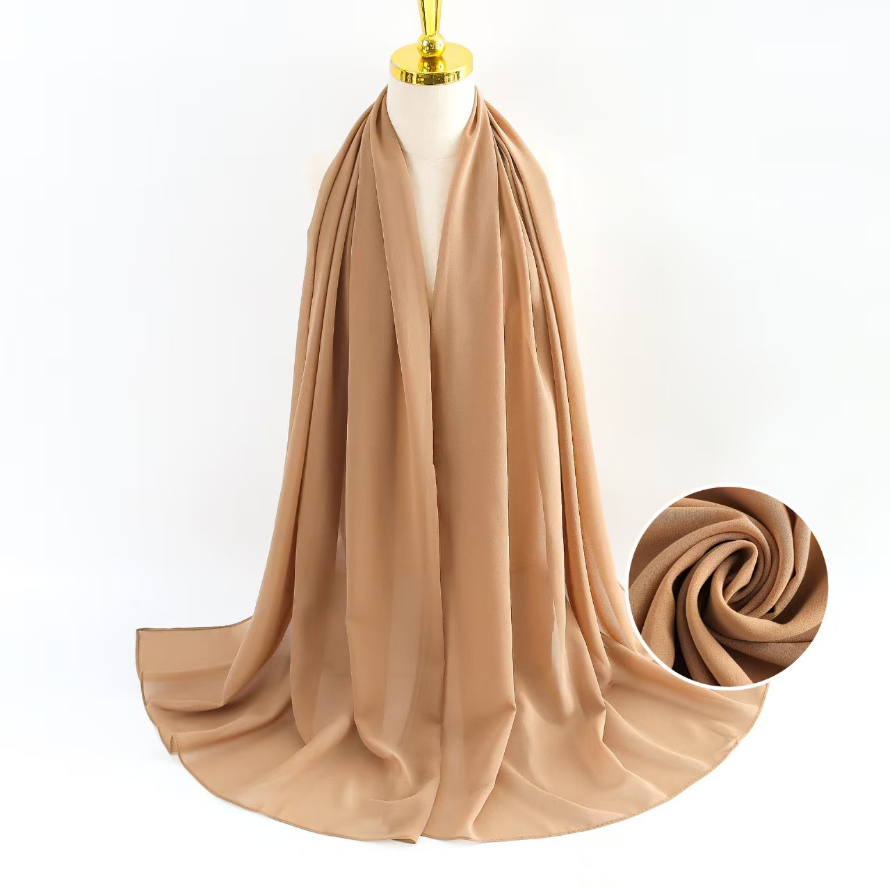 T1093 Pearl Chiffon Scarf Women's Solid Color Bubble Scarf All-match Head Scarf Malaysian Silk Scarf