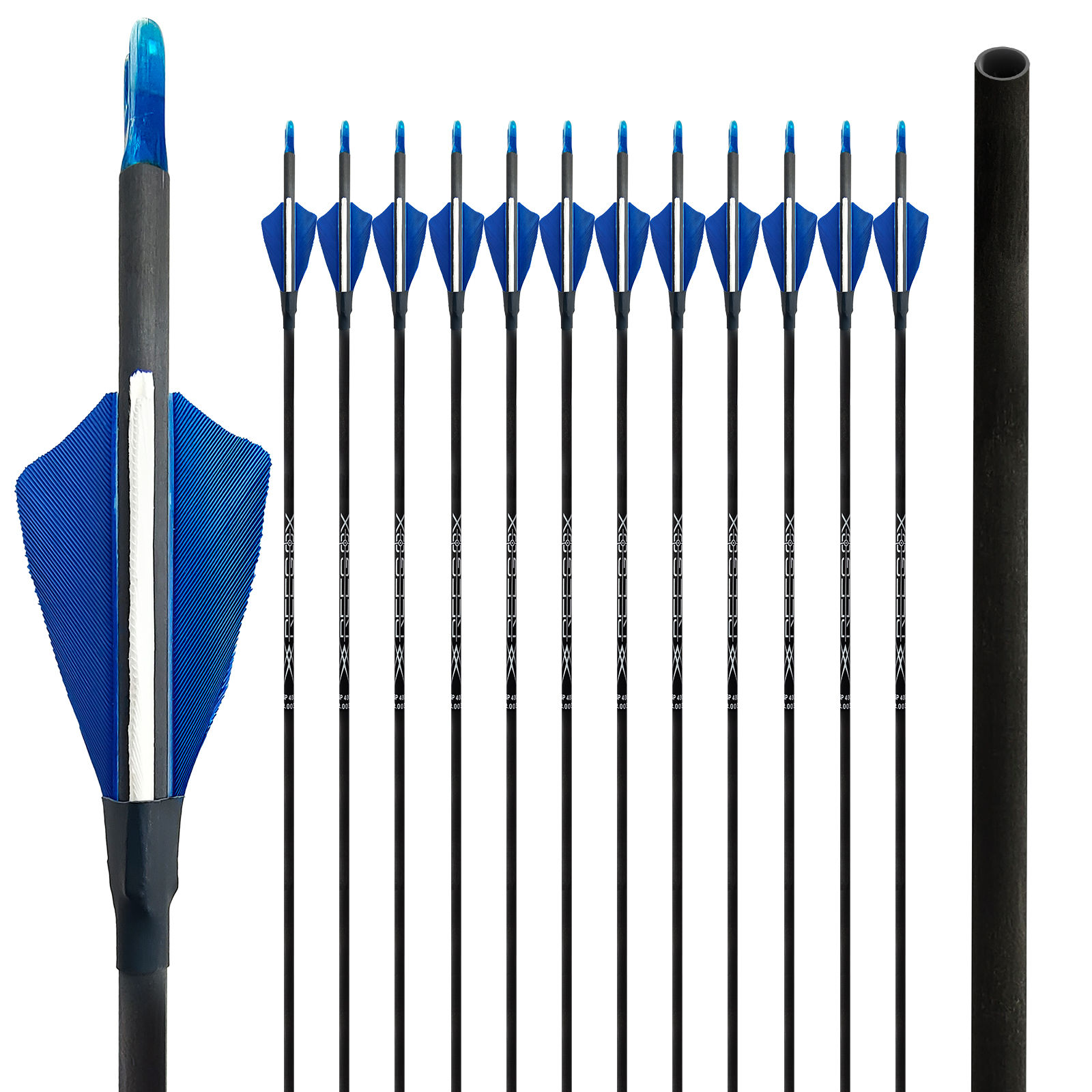 Turkey Feathers Hunting Arrows without Arrowheads 31inch Carbon Archery Arrows 4.2mm Training Arrows for Recurve Bow & Compound Bow Spine 350-1500 Arr