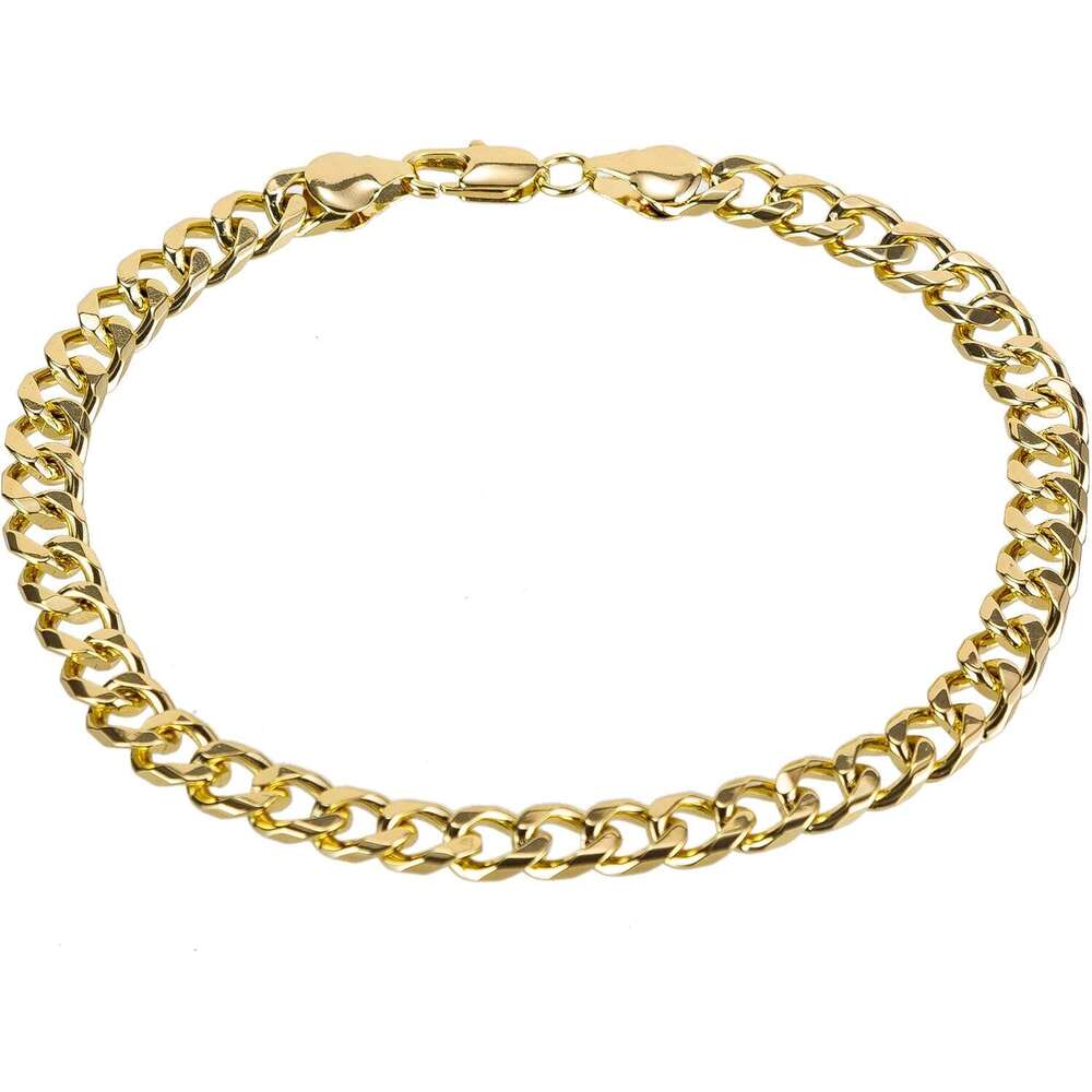 Link Anklet Bracelet Men, 7mm Wide 18K Gold/White Gold Plated Dia Cut Curb Chain Ankle Bracelets for Women Men 9 10 11 inches , GoldWhite
