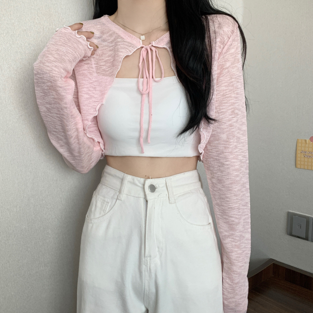 K1177 Waistcoat outerwear blouse ice silk sunscreen air conditioning cardigan women's summer new short style with small sling shawl coat