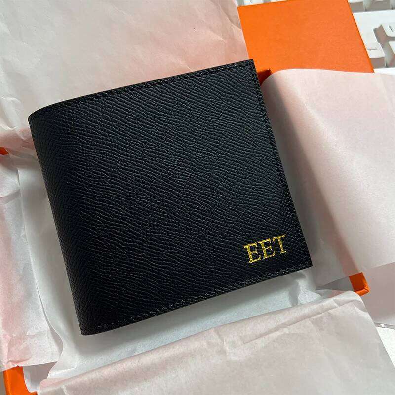 Free Custom Initial Letters Palm Pattern Cowhide Men's Genuine Leather Short Gift Box Universal Folding Wallet