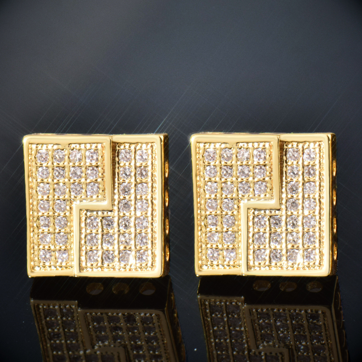 Luxury Jewelry Folded Square Moissanite High Quality Earrings Designer Hip Hop Bling Bling Pass the diamond tester