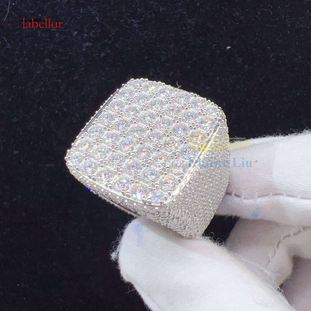 Factory Direct Sale Sterling Sier Rings Custom Vvs Moissanite Iced Out Dia Hip Hop Fine Jewelry Ring