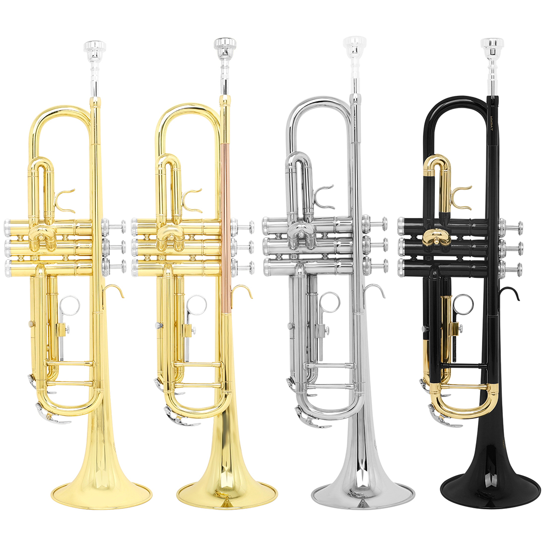 MBAT Factory Multiple Color Standards Beginner Double Pole Support Bb Brass Student Trumpet Set With Case Stand
