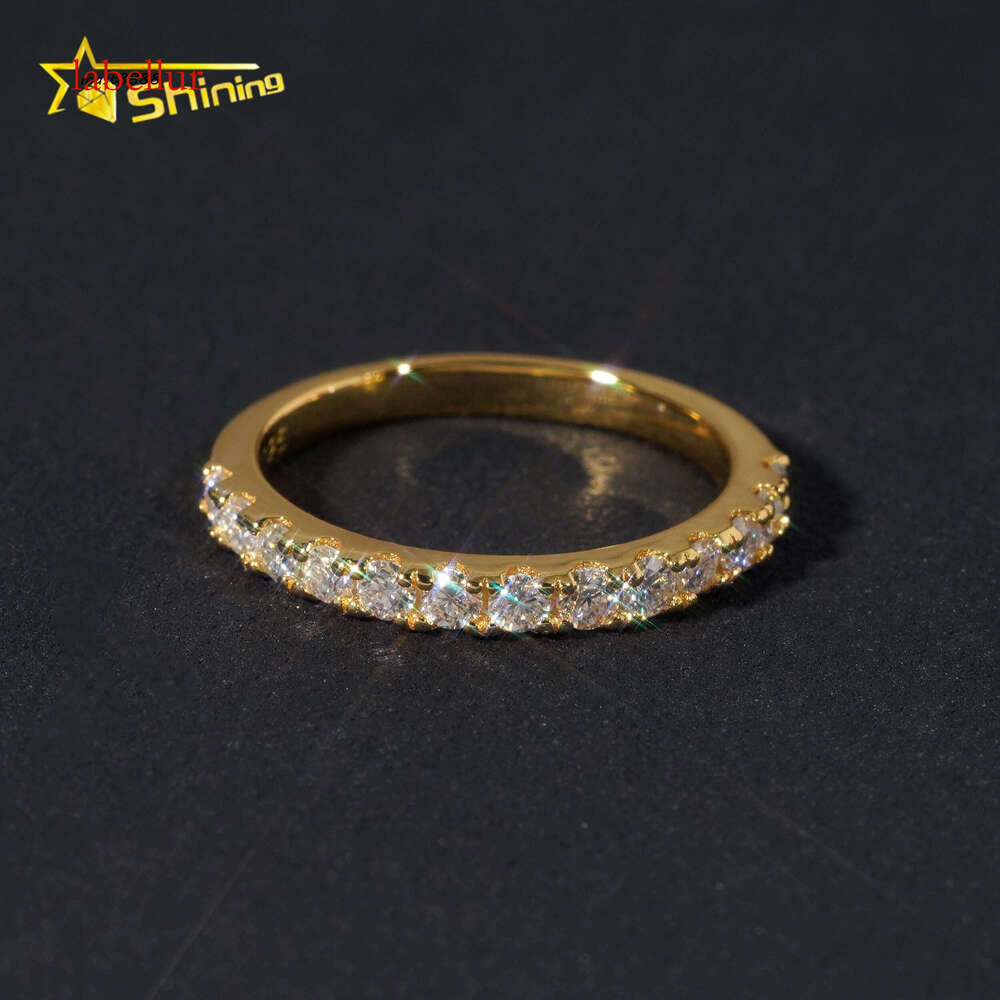 Pass Dia Tester Gold Plated Half Eternity 2.2mm Wedding Sier Engagement Moissanite Rings for Women