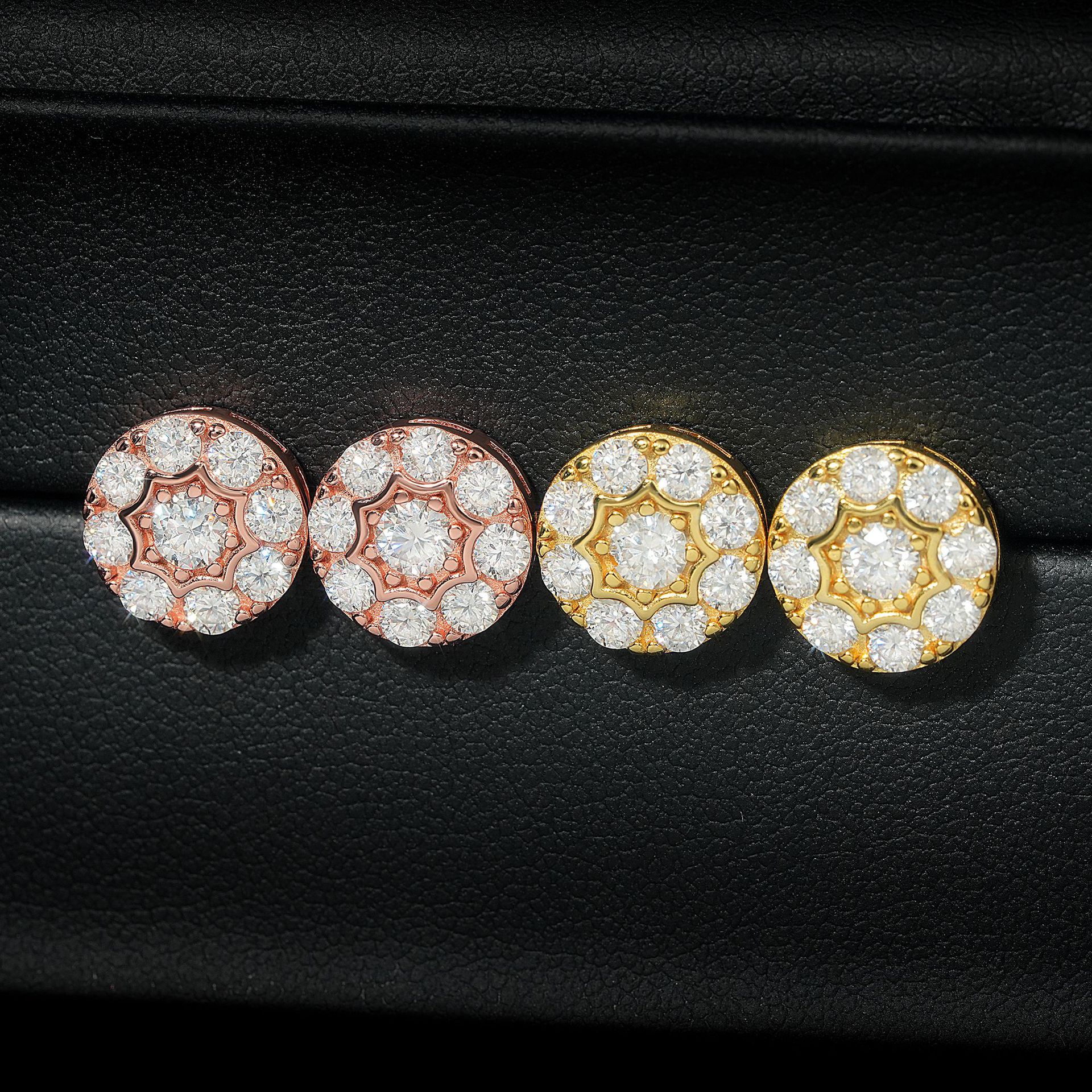 Niche Luxury Sparkling Trendy Chic Fine 925 Sterling Silver Jewelry Striking Moissanite Halo Earring Ear Stud