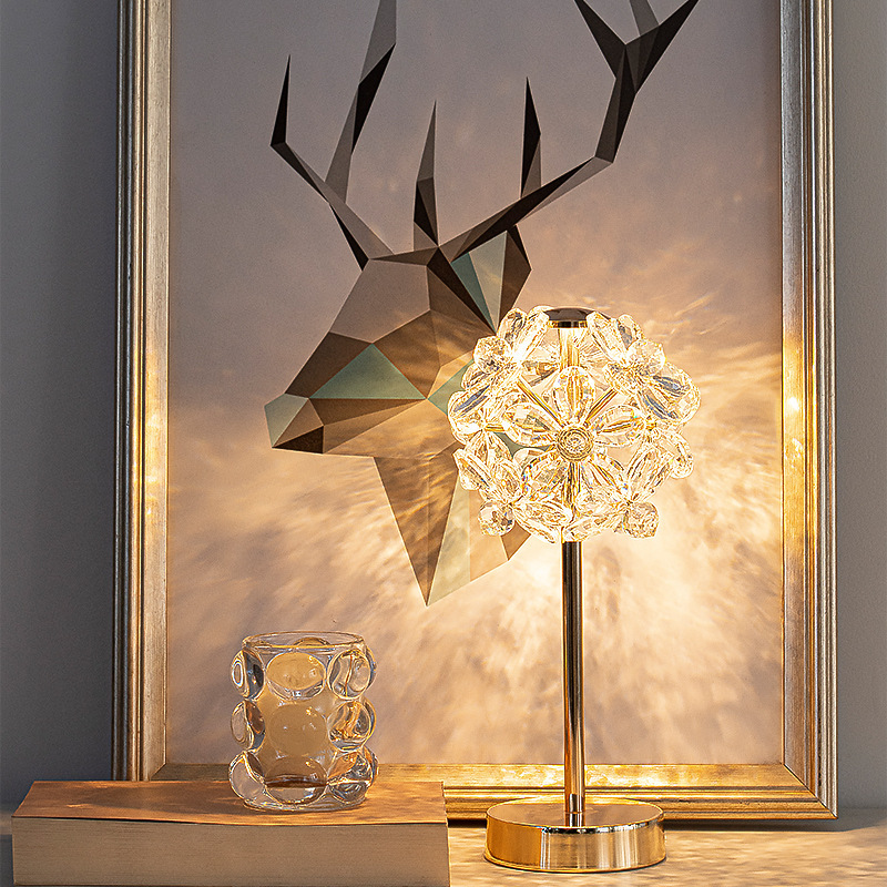 Sunflower Crystal Table Lamp Modern Bedroom Bedlight Living Room Study Creative Decoration Dandelion Crystal Desk Light