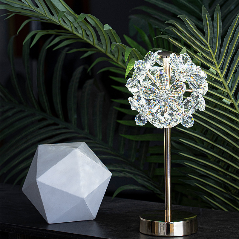 Sunflower Crystal Table Lamp Modern Bedroom Bedlight Living Room Study Creative Decoration Dandelion Crystal Desk Light
