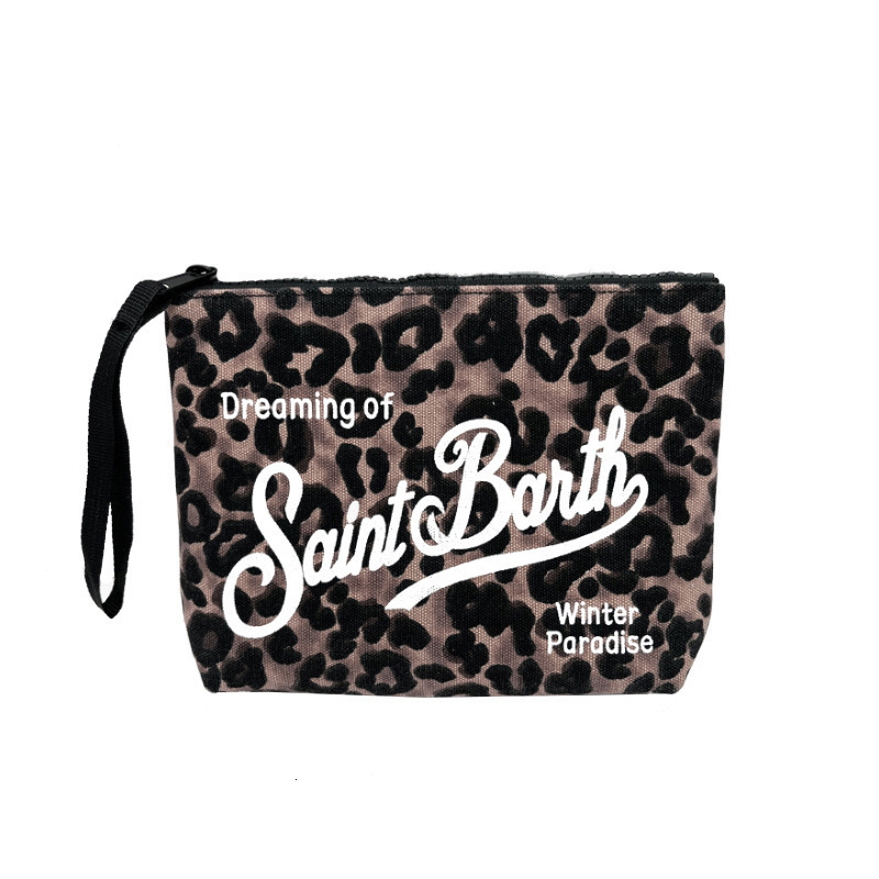 SAINT BARTH Autumn Winter Clutch Bag for Women Colorful Leopard Print Canvas Diving Handbag 250630