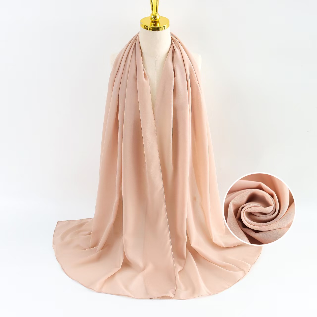 T1093 Pearl Chiffon Scarf Women's Solid Color Bubble Scarf All-match Head Scarf Malaysian Silk Scarf