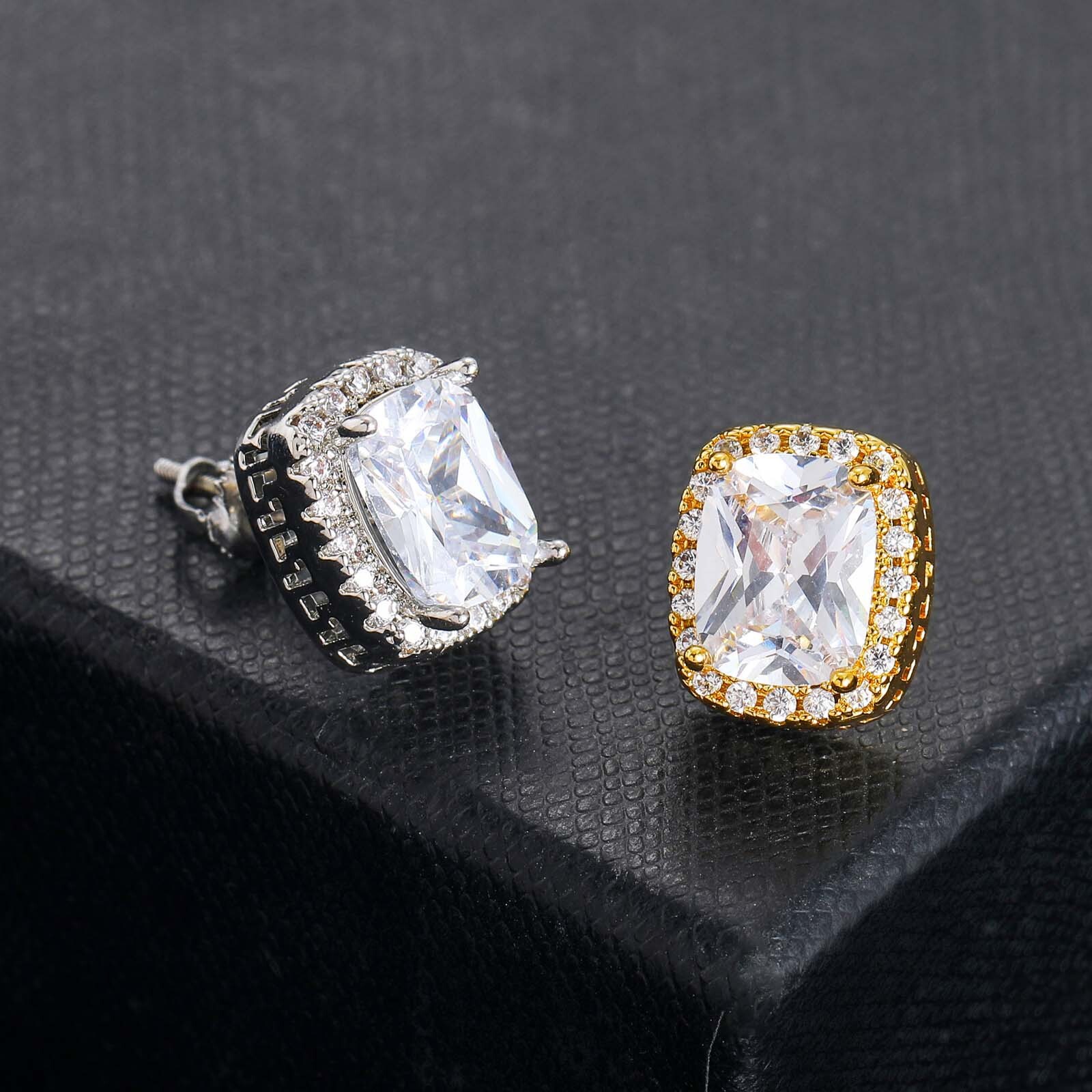 Luxury Jewelry Accessories Premium Full Hip Hop Colorful Large Moissanite Iced Out Bling Bling Unique Men's Earrings Pass the diamond tester