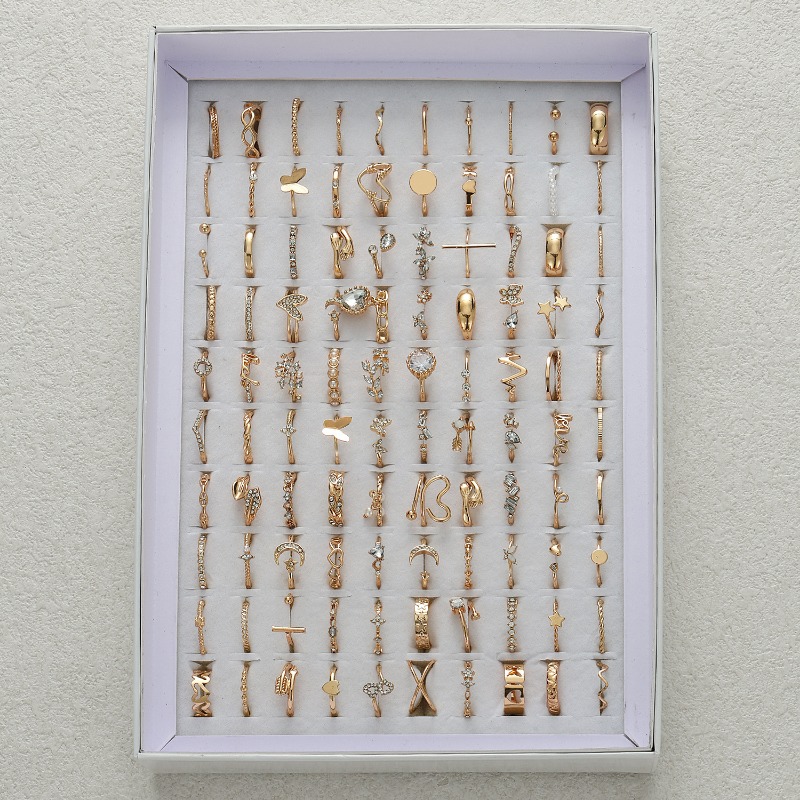 Womens Cluster Earrings Set - 45 Piece Lot of Alloy Index Fingertip Rings for Trendy Fashion Accessory