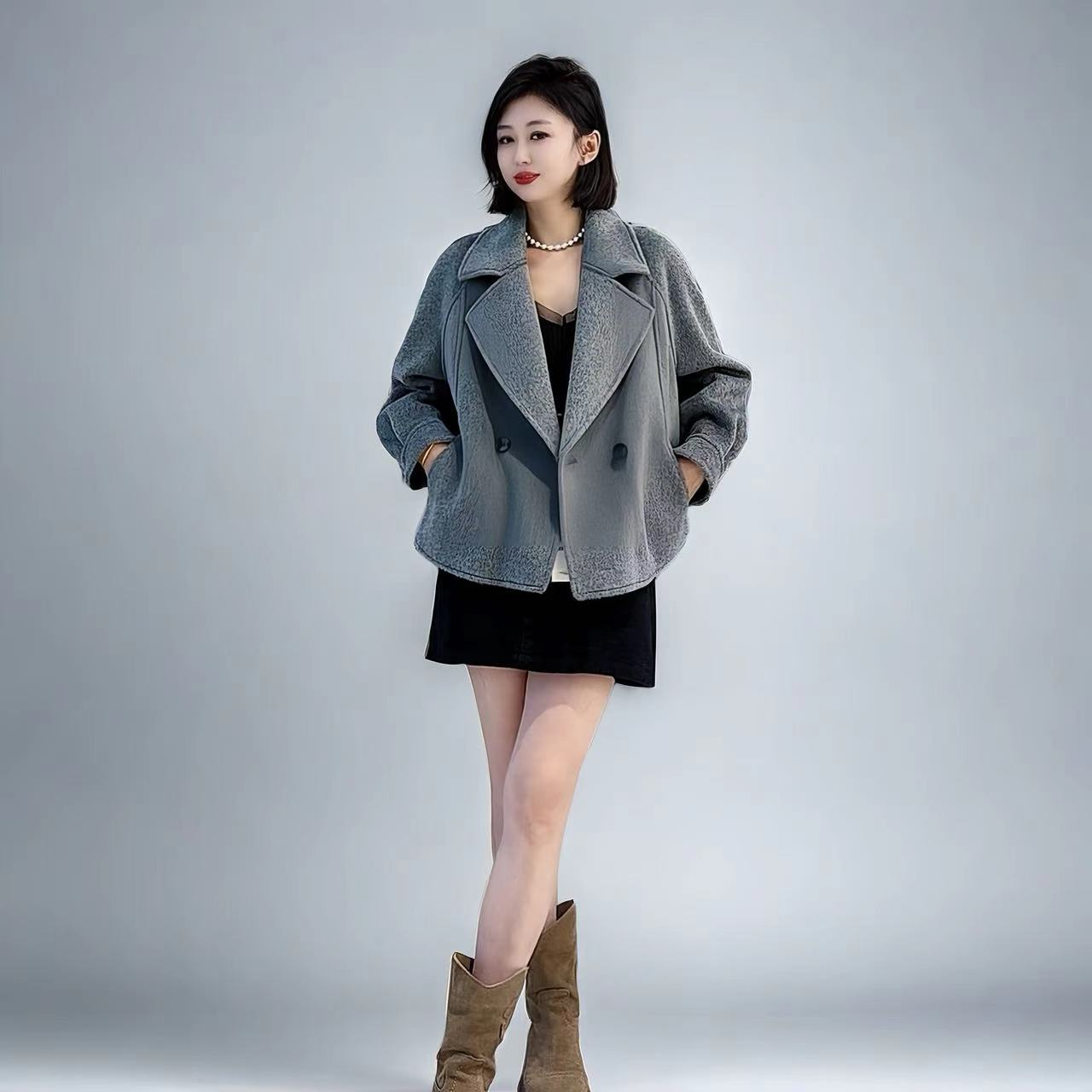 Double-Layered Womens Long-Wool Coat: Stylish & Insulating Winter Outfit