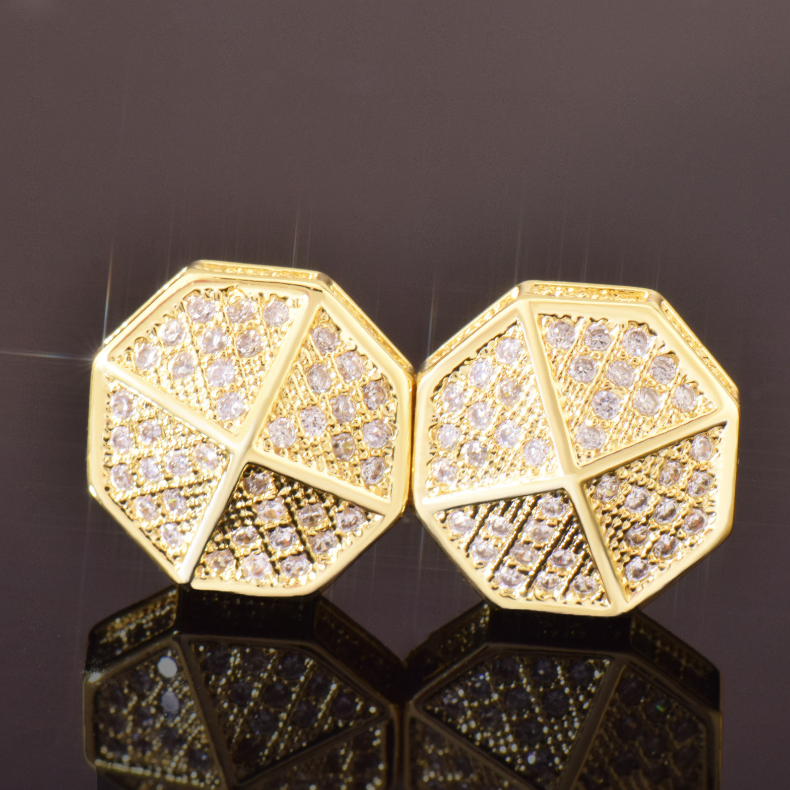 Luxury Jewelry Hip Hop Octagon Earrings Minimalist Iced Out Diamond Creative Designer Accessories Pass the diamond tester