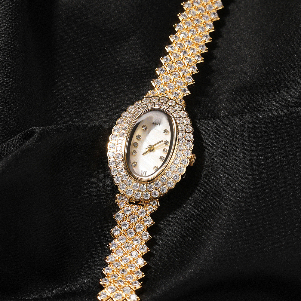 New Fashion Casual Women's Watch Light Luxury Niche Oval Dial Iced Out Designer Mechanical Watch Pass the diamond tester