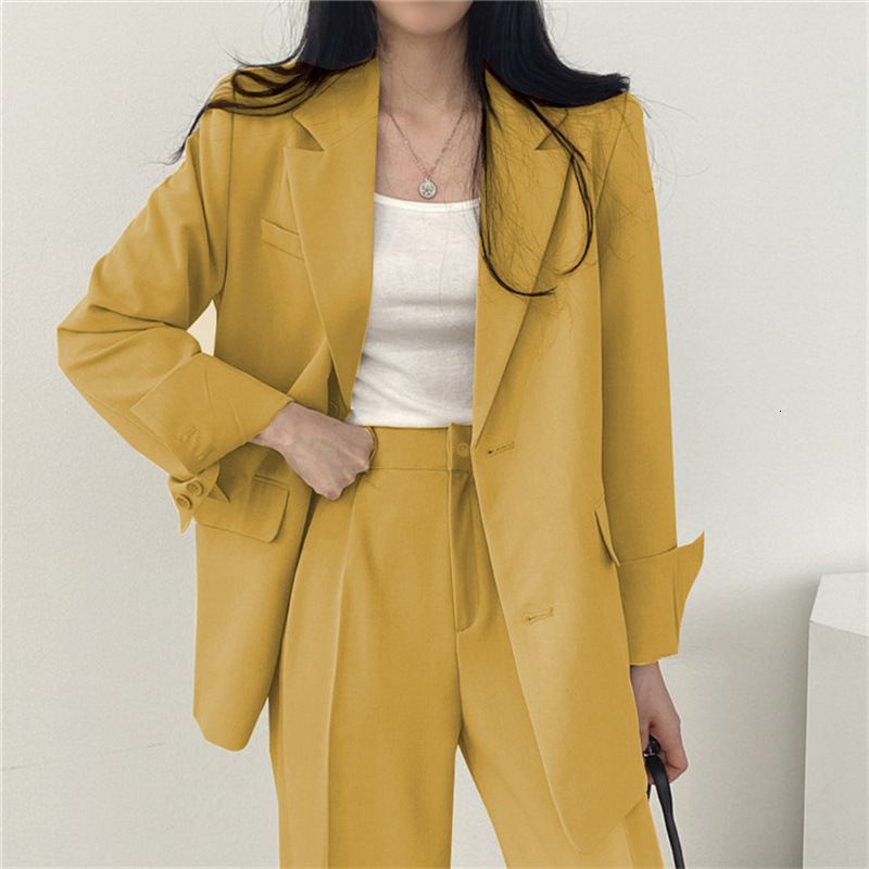 Coffee Color Blazer for Women 2025 Spring Autumn Petite Street Style New Fashion Korean Casual Suit Set 240329