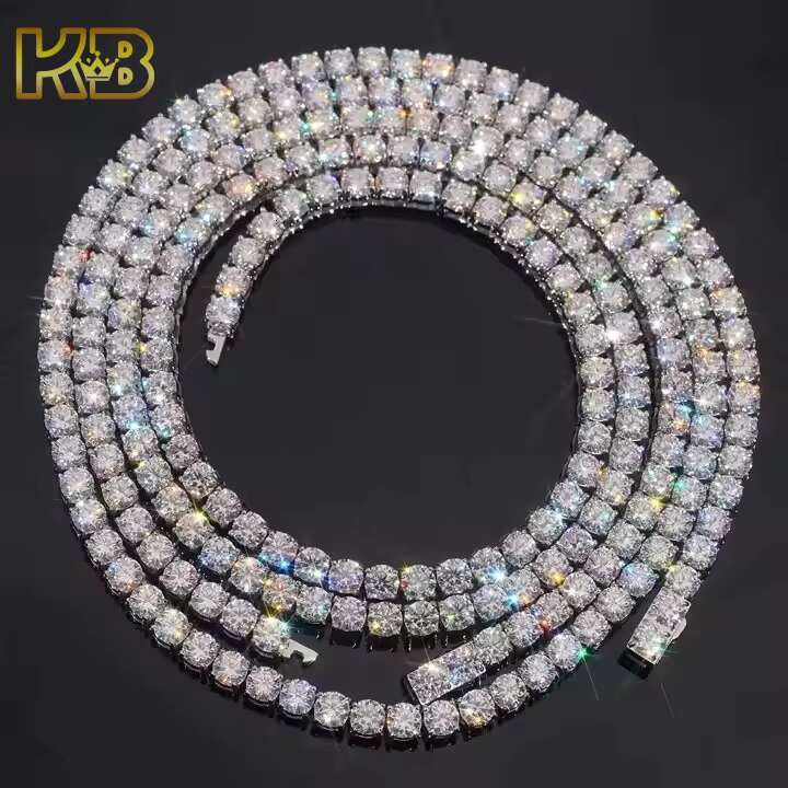 Wholesale 6mm Stainless Steel Moissanite Iced Out Buttons Cuban Link Chain Necklace Luxury Custom Mens Hip Hop Jewelry