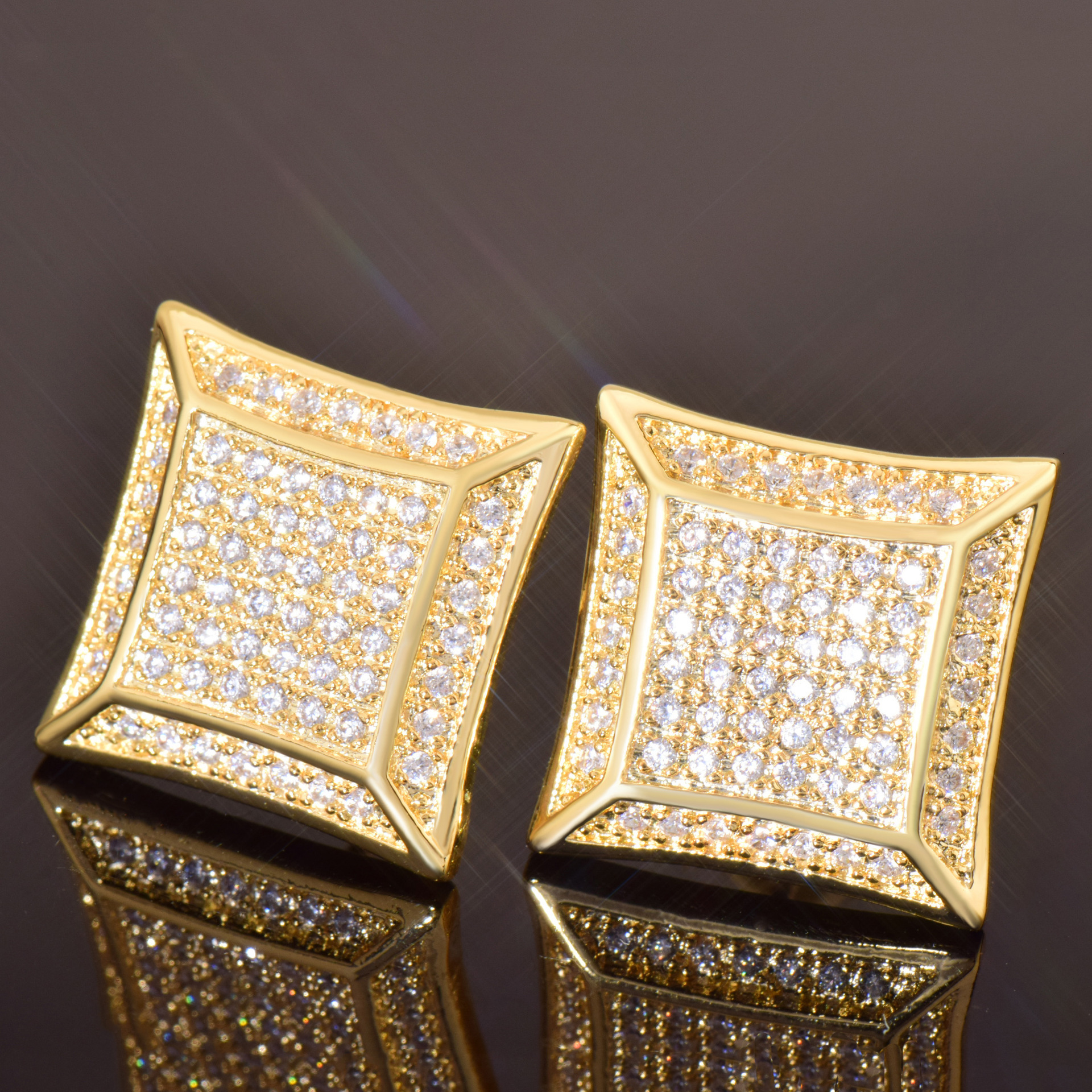 Luxury Jewelry Hip Hop New Square Earrings Unisex Trendy Cool Premium Quality Bling Bling Pass the diamond tester