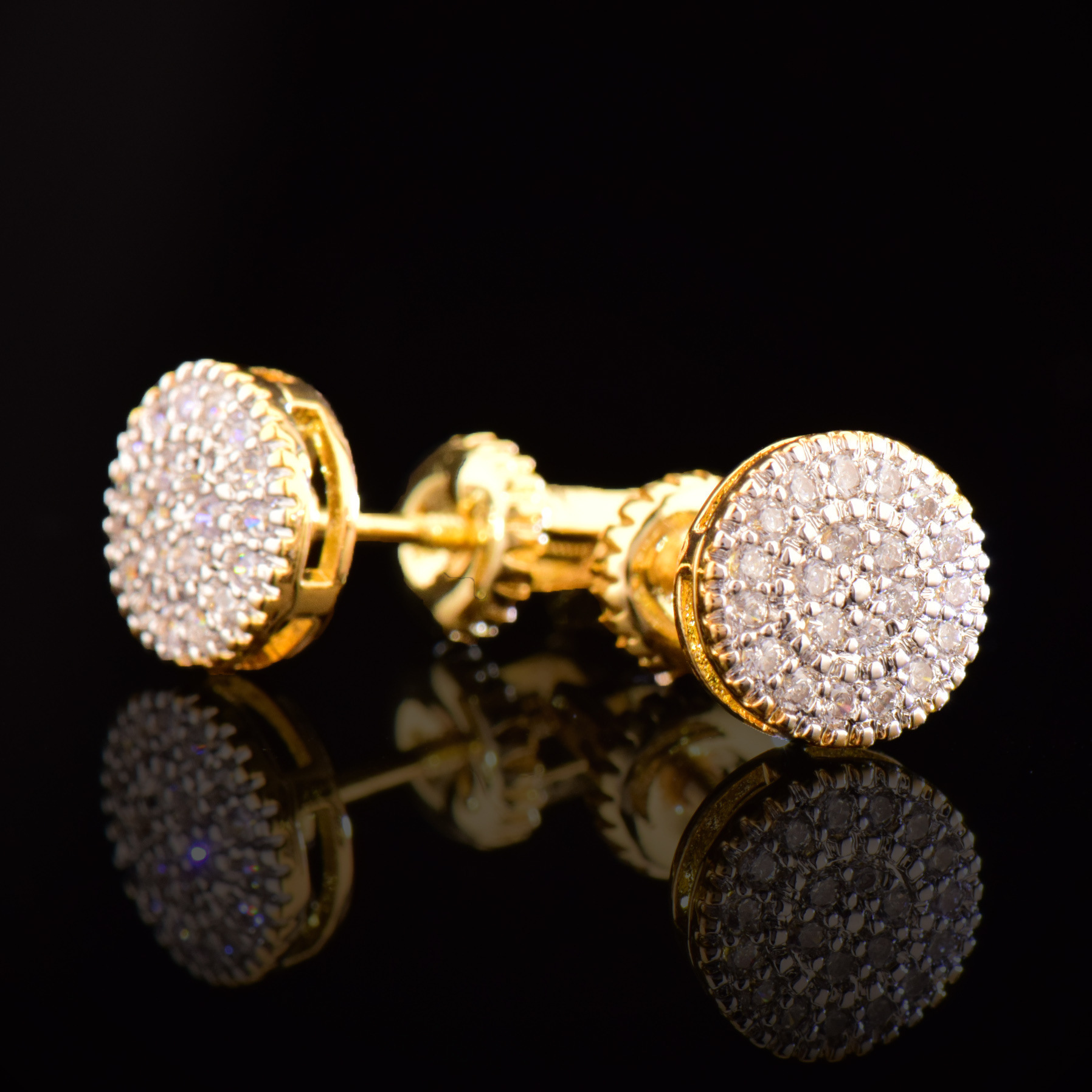 Luxury Jewelry Unique Hip Hop Small Round Full Diamond Stud Earrings Creative Designer Bling Bling Pass the diamond tester
