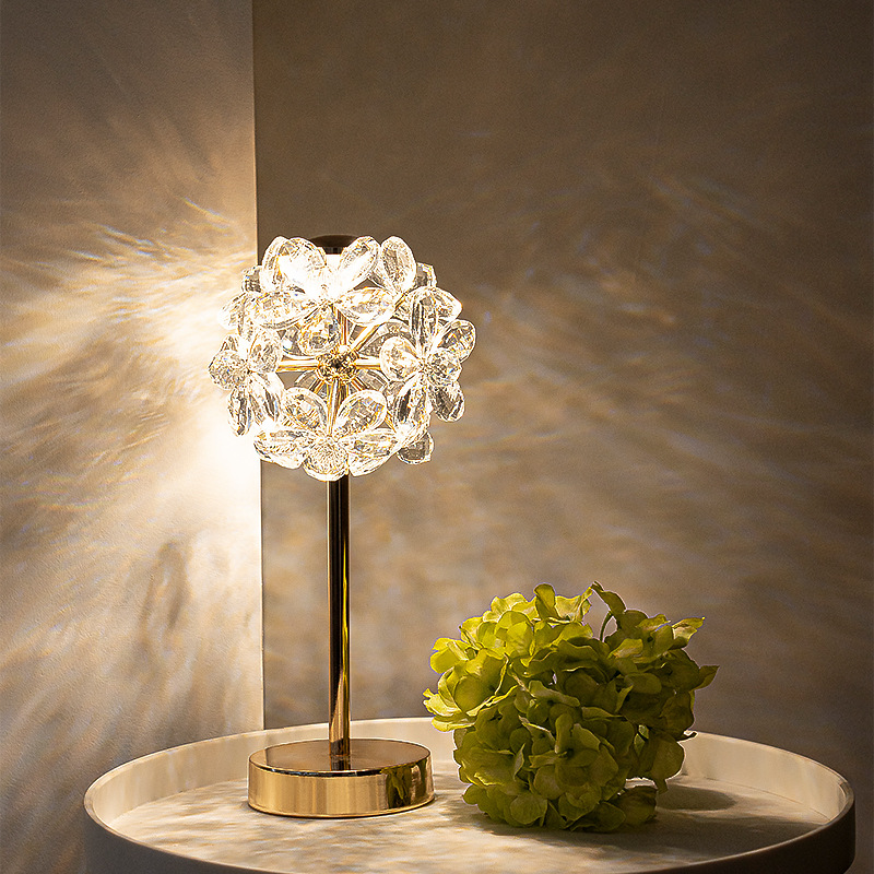 Sunflower Crystal Table Lamp Modern Bedroom Bedlight Living Room Study Creative Decoration Dandelion Crystal Desk Light
