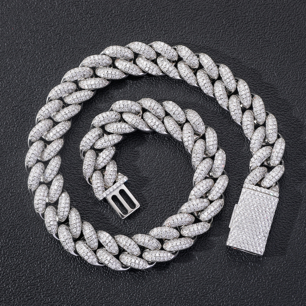 Luxury Jewelry 20mm Cuban Link Miami Lock Clasp Bold Iced Out Luxury High Quality Hip Hop Men Bling Bling Necklace Pass the diamond tester