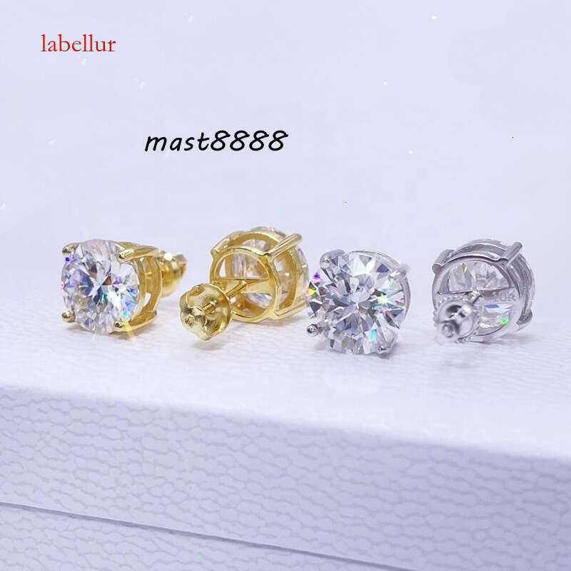Bling Hip Hop Iced Out Earring Real 1.5CT 3CT Solitaire Earrings 10K White Gold With Moissanite Dias