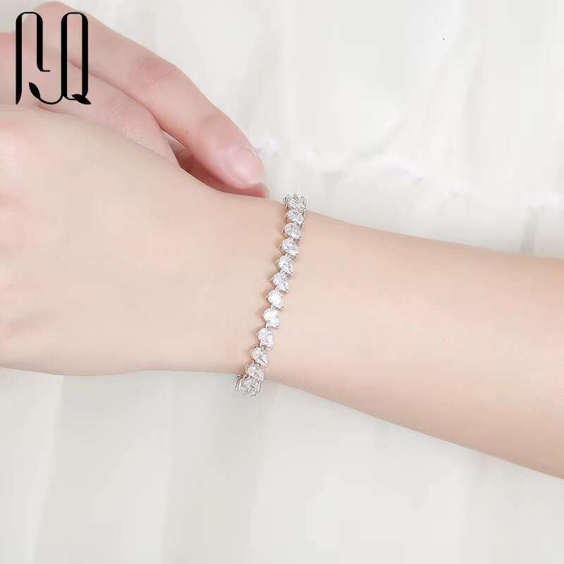 0.5ct Pear Cut VVS Moissanite Tennis Chain Bracelet Bangle Original 925 Silver GRA Hand Chain for Women S925 Tennis Bracelet