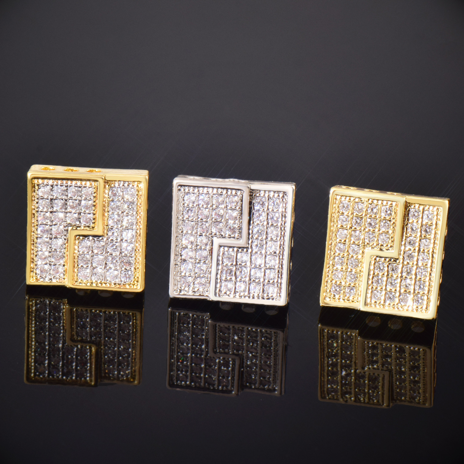 Luxury Jewelry Folded Square Moissanite High Quality Earrings Designer Hip Hop Bling Bling Pass the diamond tester
