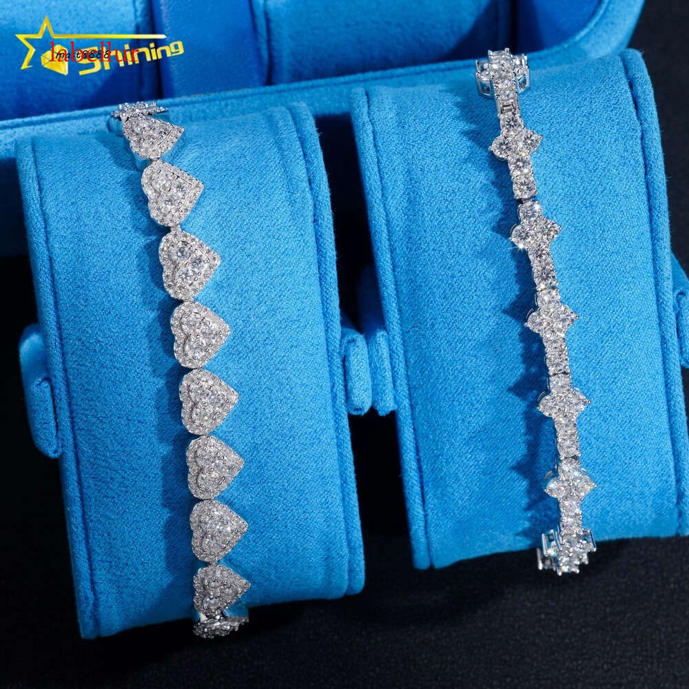 New Trendy GRA Certificate Sterling Sier Man Hip Hop Jewelry VVS Moissanite Dia Heart Cross Tennis Bracelet Set