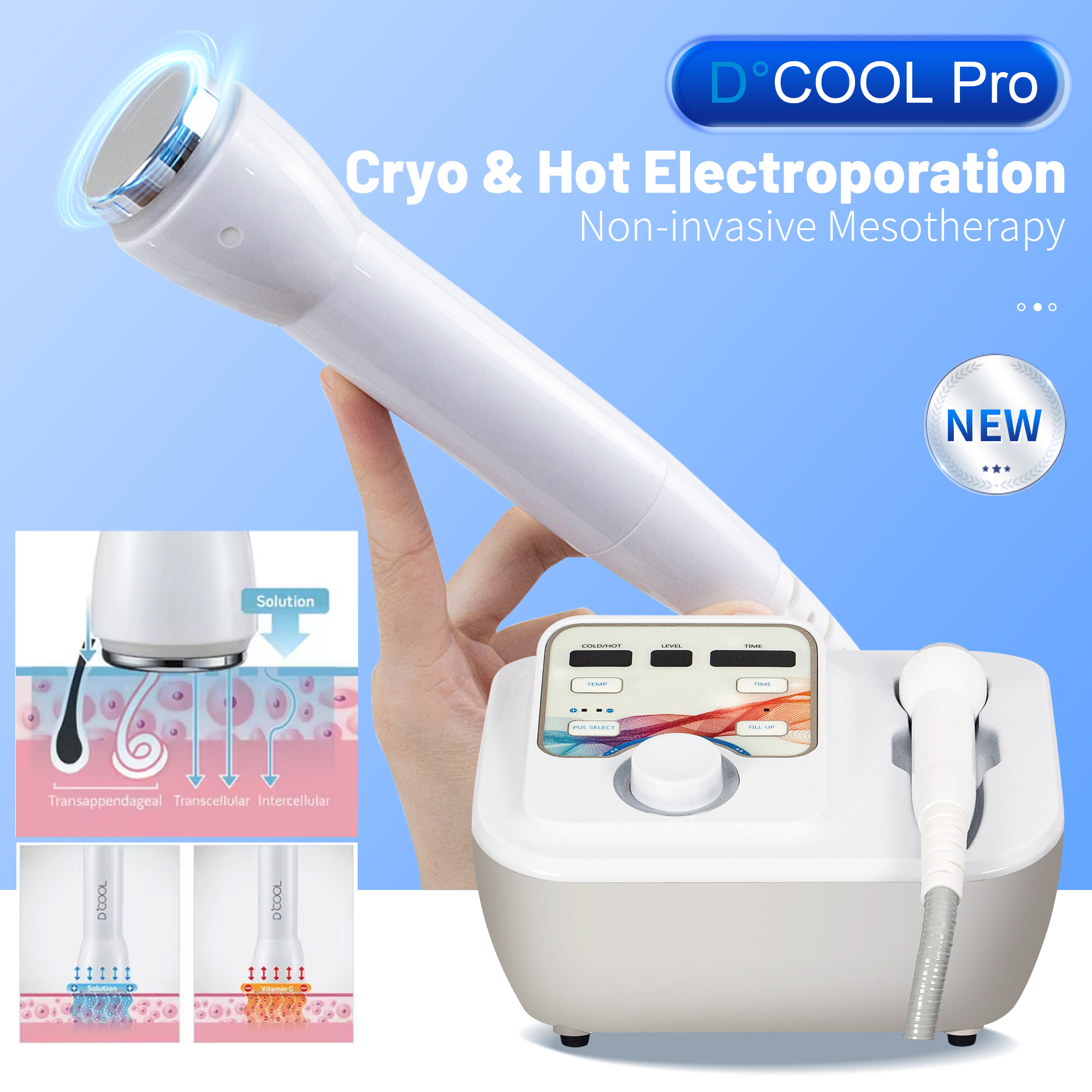 2 in 1 Cool Pro Cold Warm Electroporation Cryo Skin Care Beauty Machine Skin Soothing Cryo Face Cooling Freezing Equipment