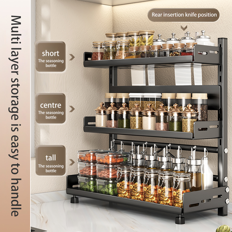 Adjustable shelf kitchen storage rack; Wall-mounted storage rack; Kitchen knife rack; Wall-mounted spice rack; Chopsticks, spoon, shovel, ladle