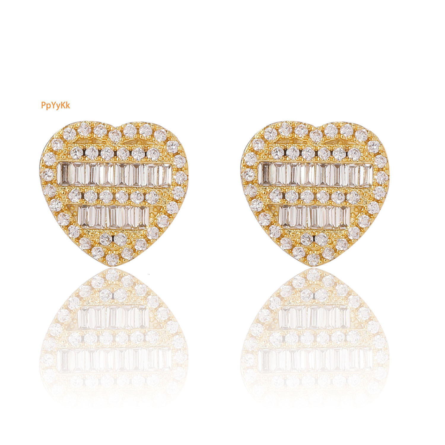 Luxury Jewelry Hip Hop Heart Shape S925 Sterling Silver Needle Iced Out Bling Bling Premium Unisex Couples Earrings Pass the diamond tester