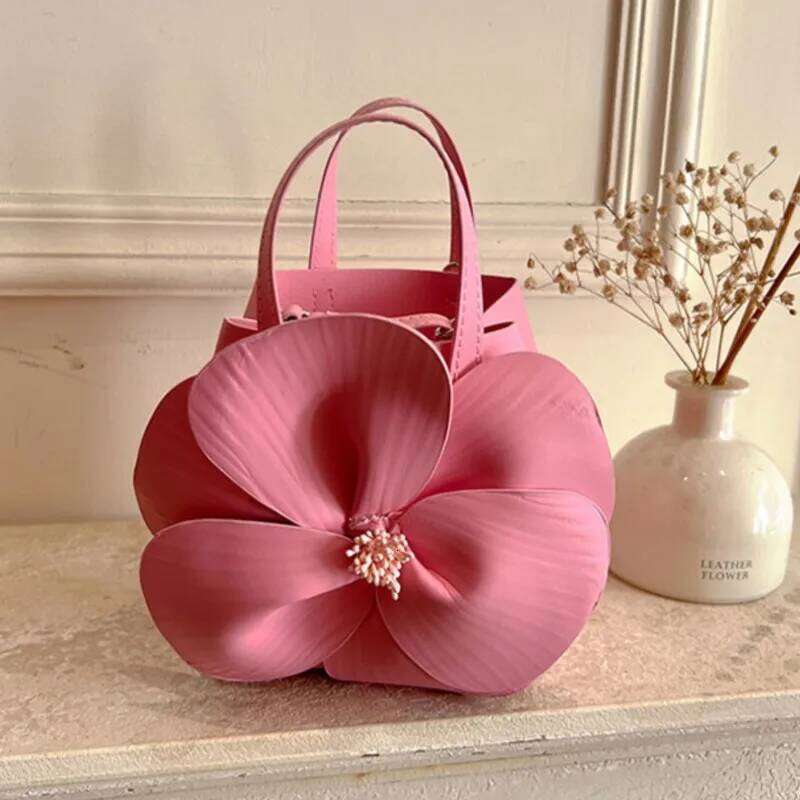 Women Rose Flower Handbag Creative Evening Dinner Purse Shoulder Crossbody Chain Bag