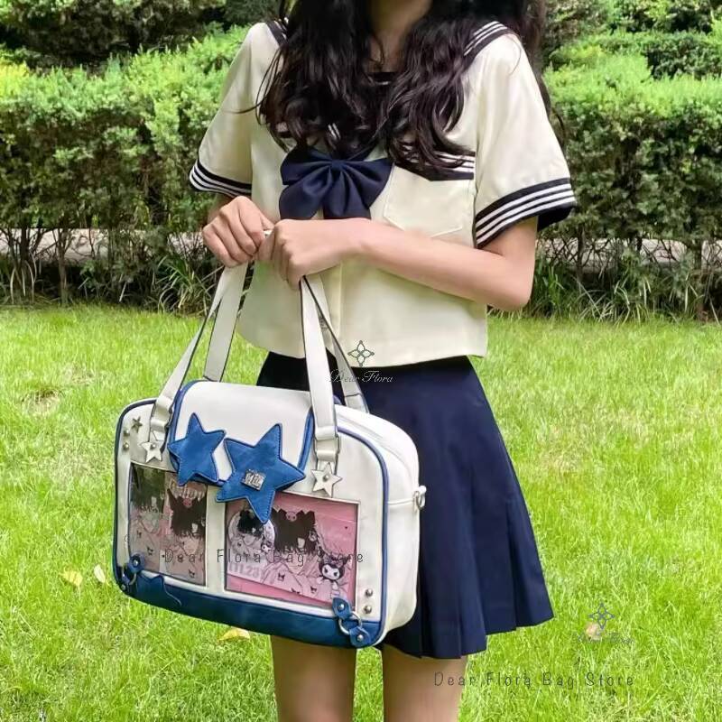 Y2K Trendy Star Ita Lolita Girl Transparent Pocket Fashion Crossbody Womens DIY Display Shoulder Bag Cute Purse Handbag ddmynov