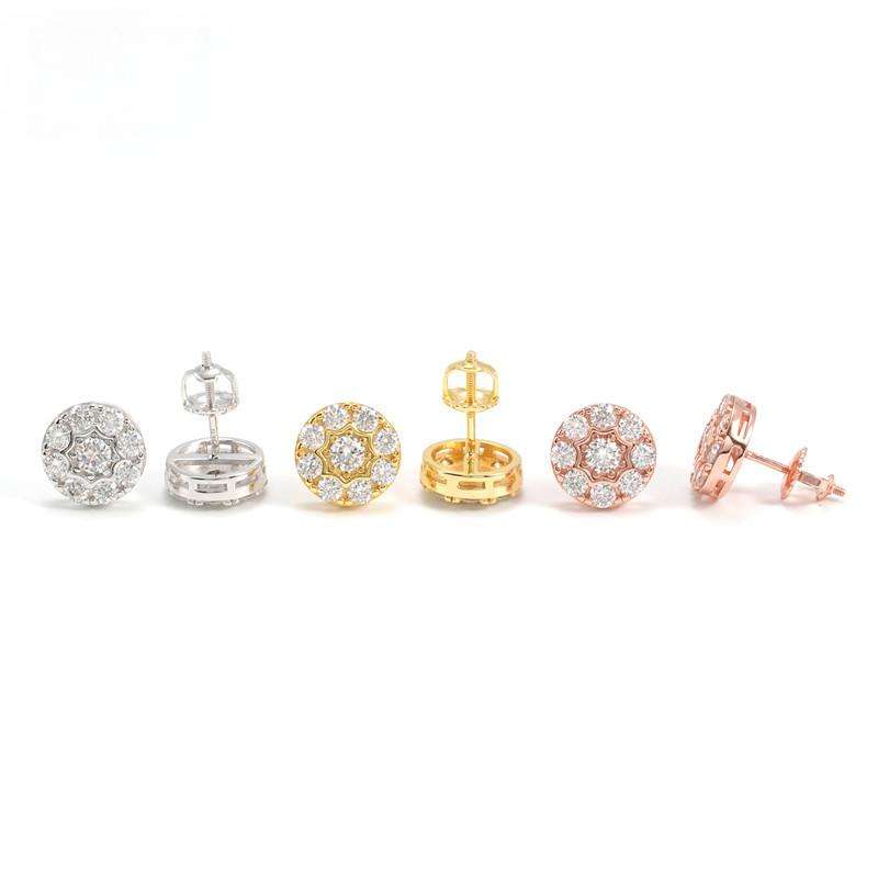 Niche Luxury Sparkling Trendy Chic Fine 925 Sterling Silver Jewelry Striking Moissanite Halo Earring Ear Stud
