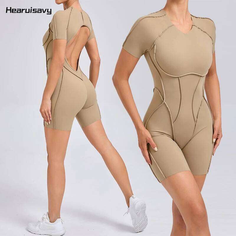 Hearuisavy 2025 New Style Workout Gym Yoga Clothes Sportswear Women Short Sports Jumpsuit Long Sleeves Fiess Overalls