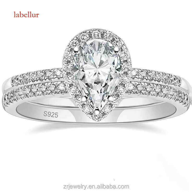 Princess cutting GRA pure silver electroplated women's engagement wedding pyroxene ring