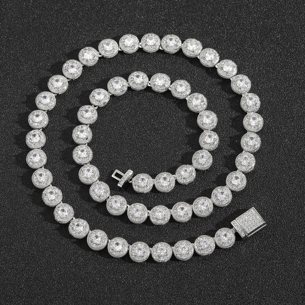 Luxury Jewelry New Release 8mm Round Icy Sugar Chain Iced Out Luxury Unique Trendy Men Niche Collarbone Hip Hop Necklace Pass the diamond tester